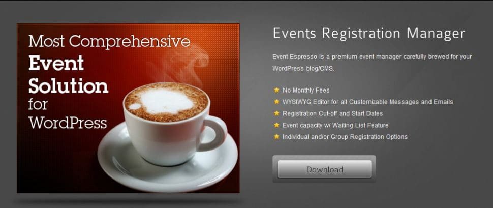 Event Espresso website screenshot