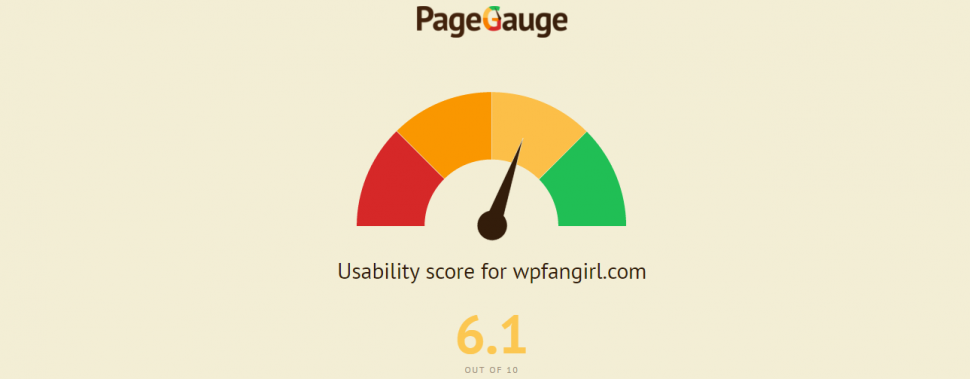 screenshot of PageGauge usability report for wpfangirl.com