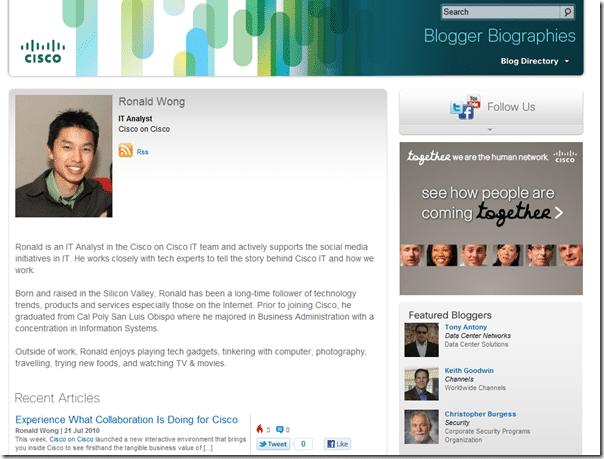 Cisco blog author page