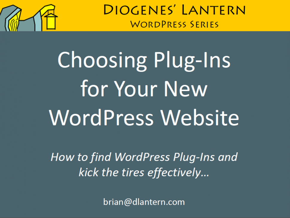 Cover slide: Choosing Plugins for your new WordPress Website