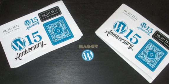 WordPress 15th anniversary stickers